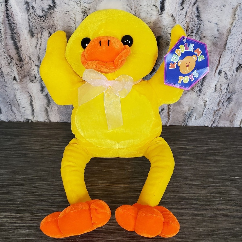 Kuddle Me Toys Yellow Velux Duck 17' Plush Easter Stuffed Animal Ribbon Neck Bow